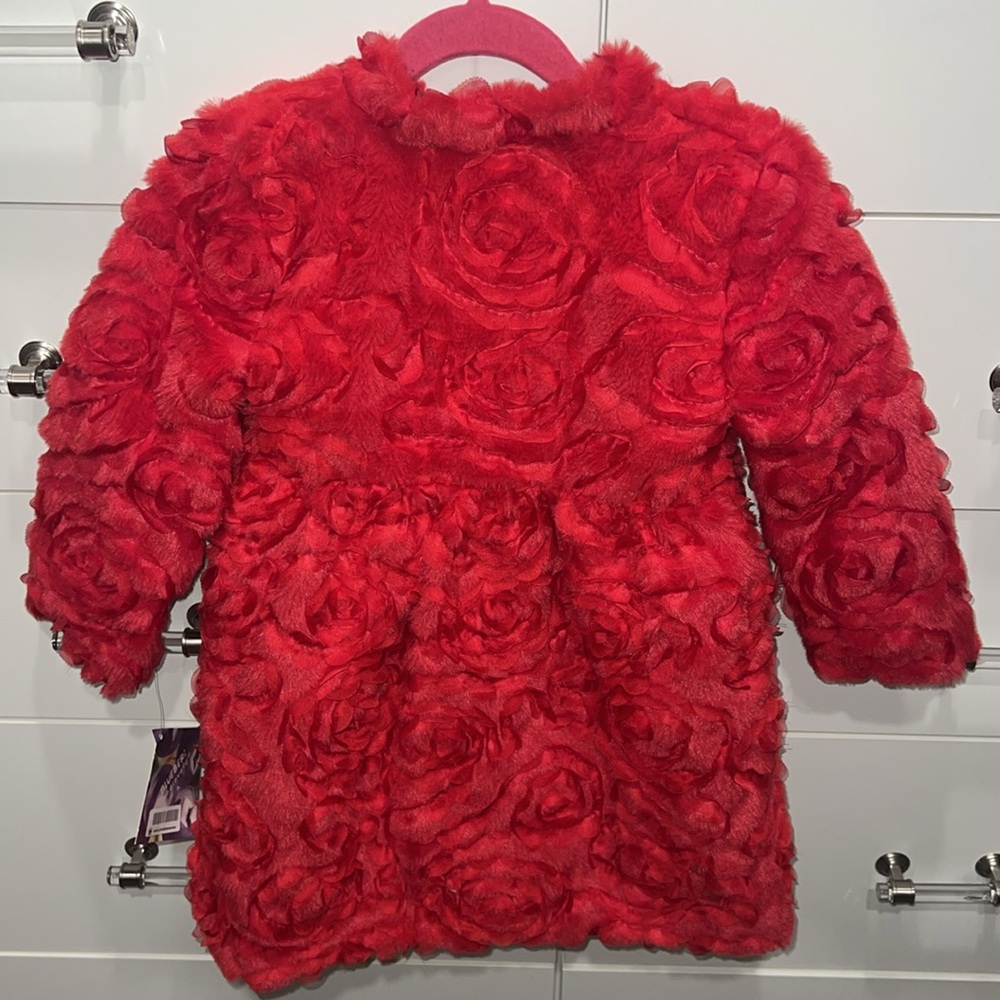 Blueberi Boulevard Red Floral Kids Coat, size 4T - Picture 2 of 10